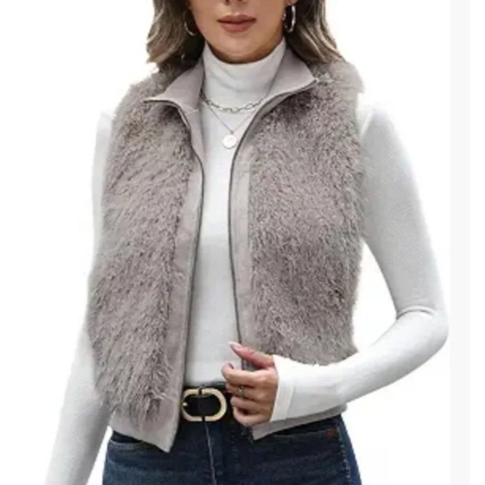 Pete & Greta Johnny Was Faux Fur Full Zip Vest Fuzzy Cozy Maximalist Chic Large